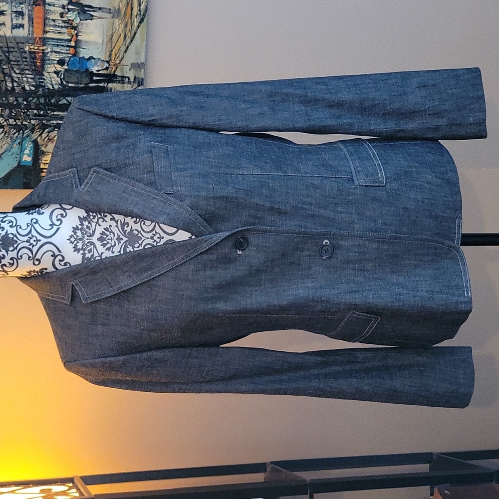 Calvin Klein black denim blazer size 8